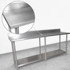 Thumbnail image #3 for BK Resources CVTR5-8430 84-Inch x 30-Inch Stainless Steel Work Table with 16-Gauge Top, 5-Inch Riser, and Adjustable Undershelf