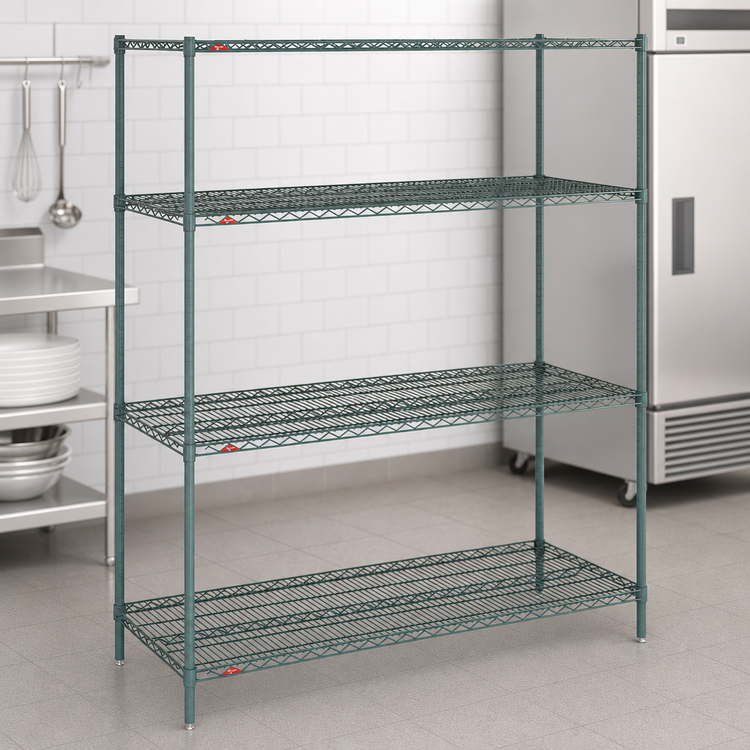 Product image #3 for Metro Super Erecta Convenience Pak 4-Shelf Wire Shelving Unit, 36 in. W x 24 in. D x 74 in. H, Metroseal 3 Green Epoxy, Stationary