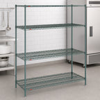 Thumbnail image #3 for Metro Super Erecta EZ2436NK3-4 Stationary 4-Shelf Wire Shelving Unit, 36"W x 24"D x 74"H, Green Epoxy Finish