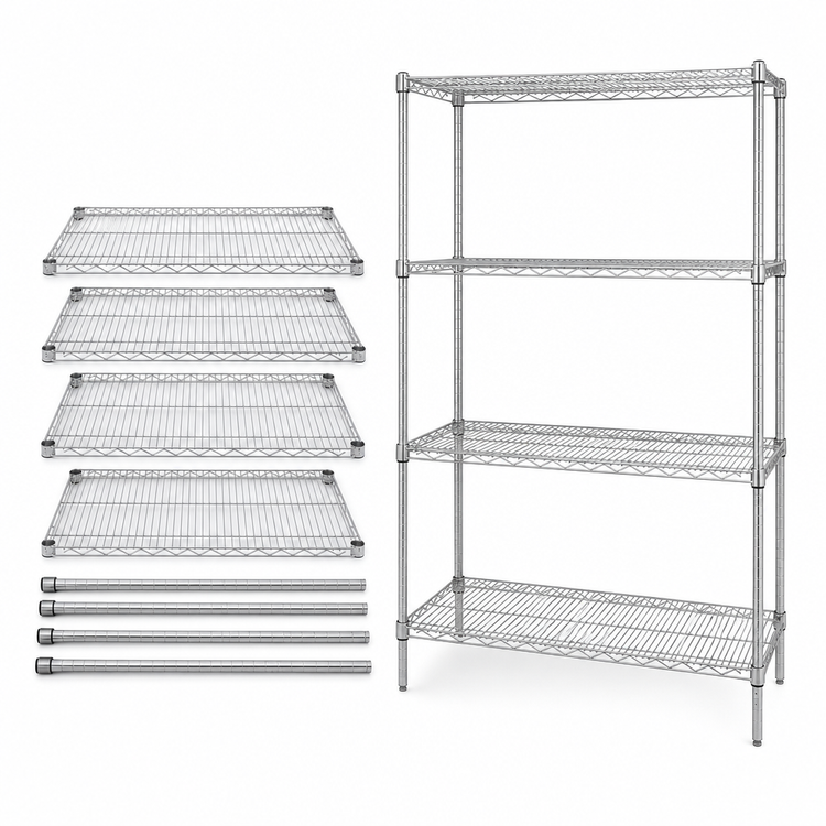 Product image #3 for 72-Inch W x 18-Inch D x 86-Inch H 304 Stainless Steel Stationary Wire Shelving Starter Kit