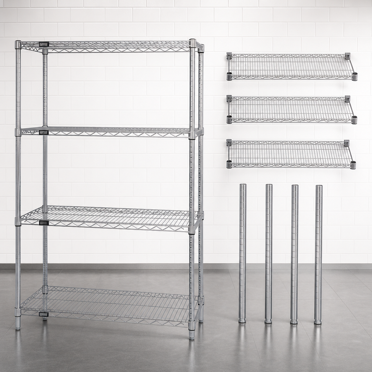 Product image #3 for Quantum Stationary 4-Shelf Wire Shelving Starter Kit, 60 x 24 x 54 Inches, 304 Stainless Steel