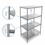 Thumbnail image #3 for John Boos SUS-243036-2-X Stainless Steel Dry Storage Shelving Unit, 30W x 24D x 36H, 2 Adjustable Shelves