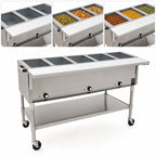 Thumbnail image #3 for Eagle Group SPDHT5-240-3 81.5-Inch Mobile Electric Hot Food Table with 5 Dry Wells, Open Base, and 8-Inch Cutting Board