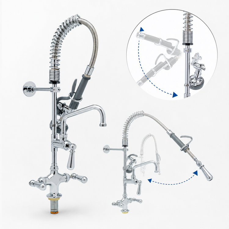 Product image #3 for T&S Brass Mini Pre-Rinse Unit, 8-Inch Swing Nozzle, Deck Mount