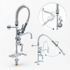 Thumbnail image #3 for T&S Brass MPZ-2DCN-08-CR Mini Pre-Rinse Faucet, 8-Inch Swing Spout, Single-Hole Deck Mount, Club Handles