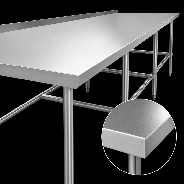 Product image #3 for Steel Works Stainless 18-Gauge 304 Stainless Steel Open Base Worktable, 84 x 30 x 34 Inches, 2-Inch Rear Upturn