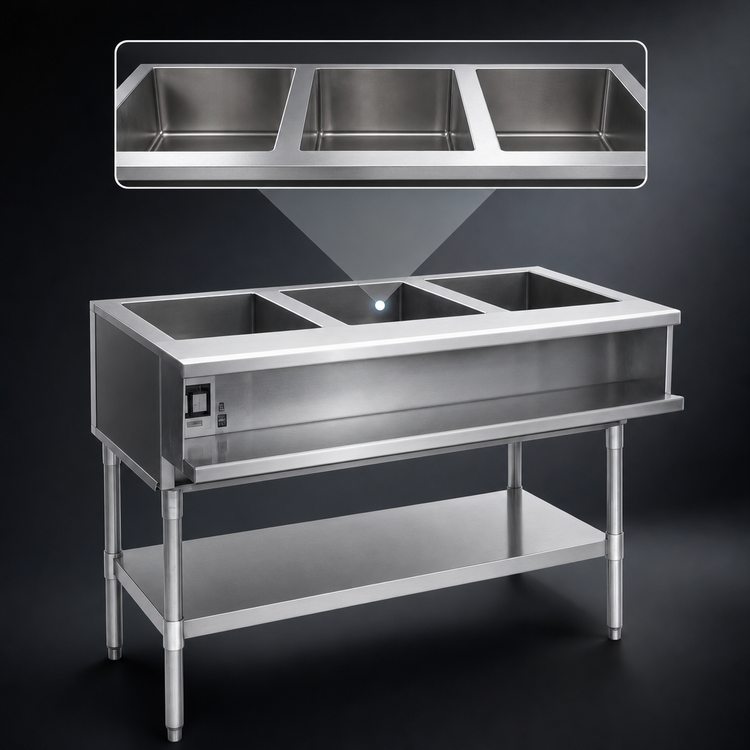Product image #3 for Eagle Group 48-Inch Electric Water Bath Hot Food Table with 3 Open Wells