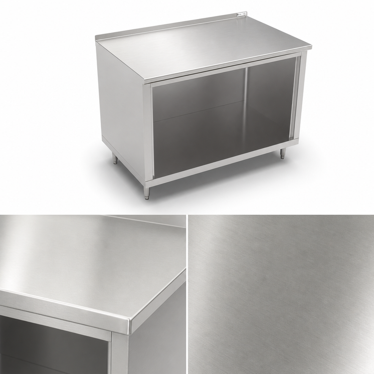 Product image #3 for John Boos Open Front Modular Base Work Table, 60 x 36 Inches, 16-Gauge Type 300 Stainless Steel Top with 1-1/2 Inch Rear Riser