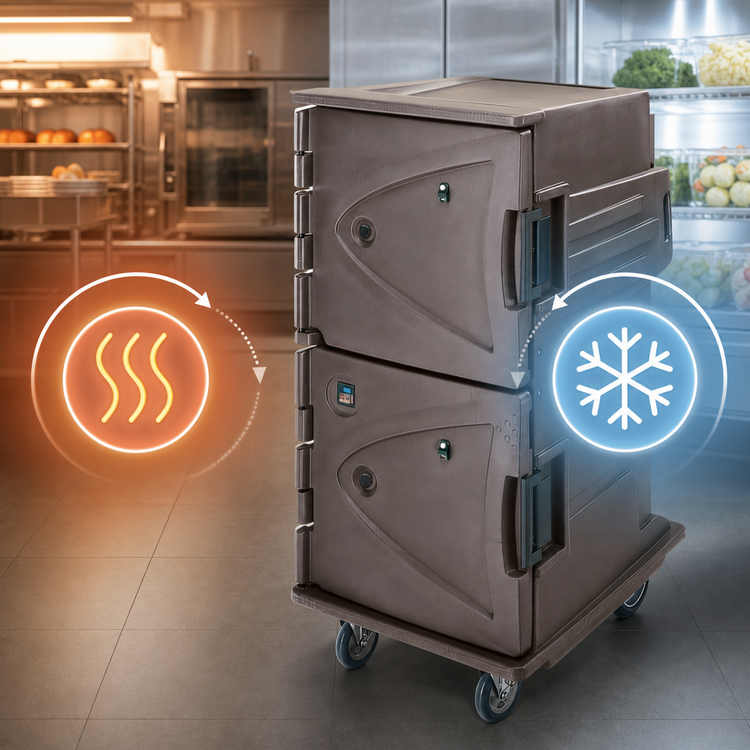 Product image #4 for Cambro Camtherm® Tall Profile Electric Hot/Cold Holding Cabinet Cart for 18 x 26 Sheet Pans, Granite Sand