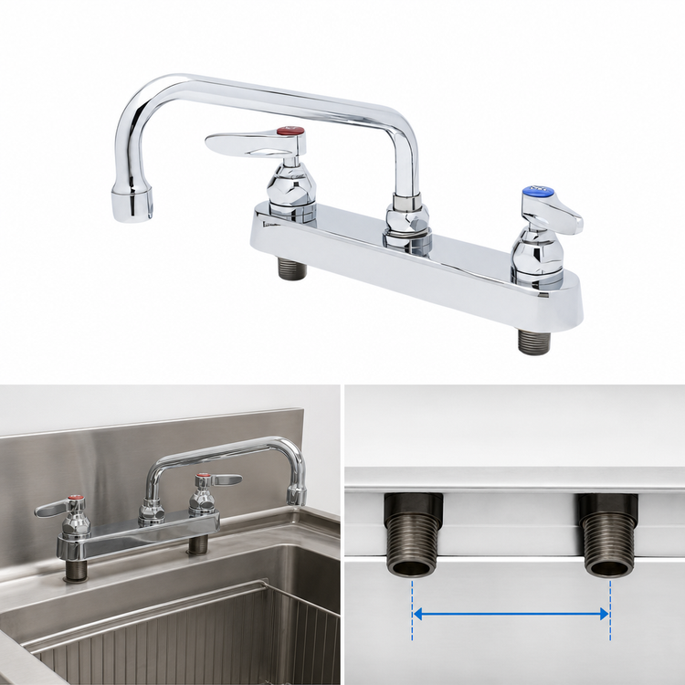 Product image #3 for T&S Brass 8-Inch Center Deck Mount Workboard Mixing Faucet with 10-Inch Swing Nozzle