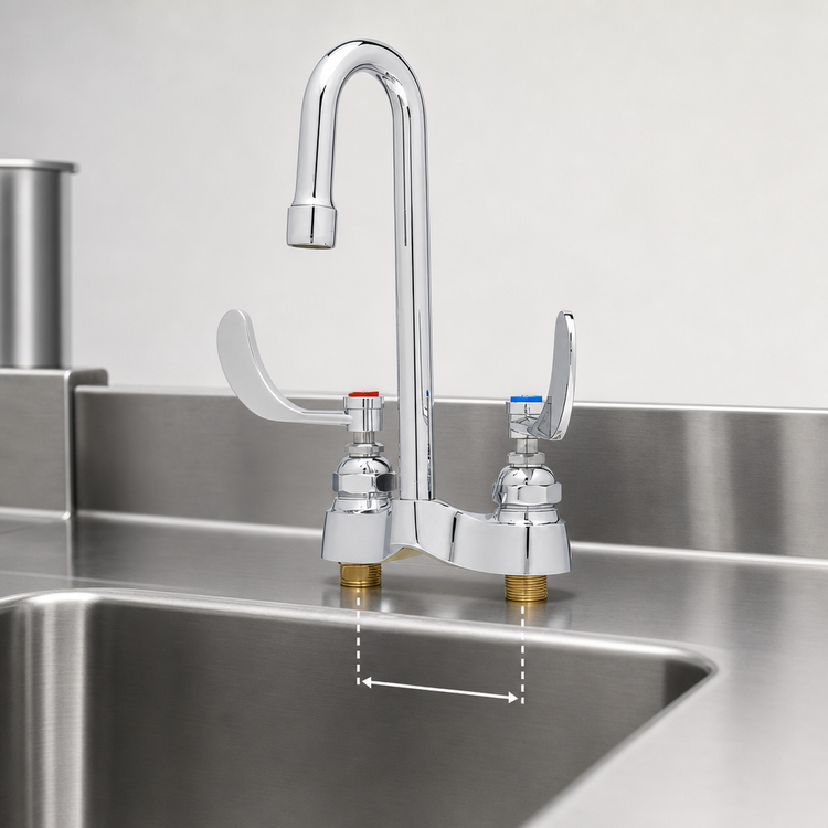 Product image #3 for T&S Brass B-0892 4-Inch Centerset Deck-Mount Medical Faucet with 2.2 GPM Swivel Gooseneck