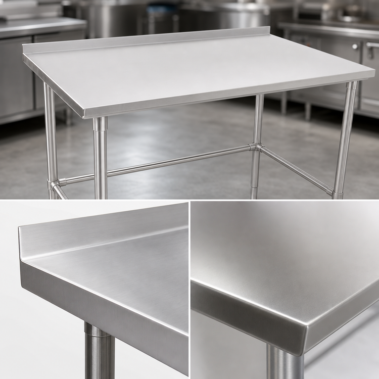 Product image #3 for 84 Inch x 36 Inch Stainless Steel Work Table with 1-1/2 Inch Rear Up-Turn
