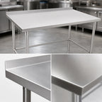 Thumbnail image #3 for John Boos Stallion ST6R1.5-3684SBW 84 x 36 Inch Stainless Steel Work Table, 16-Gauge 300 Series Top, Open Base, 1-1/2-Inch Rear Up-Turn