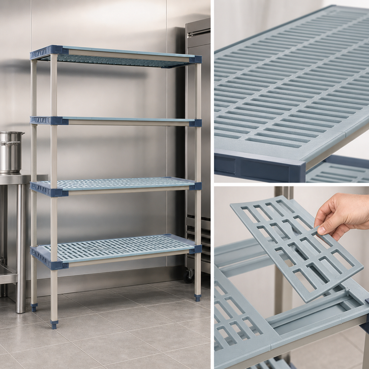 Product image #3 for MetroMax 4 Add-On All-Polymer Shelving Unit, 42W x 24D x 74H