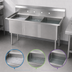 Thumbnail image #3 for BK Resources Three-Compartment No-Drainboard Stainless Steel Sink, 77-Inch Wide