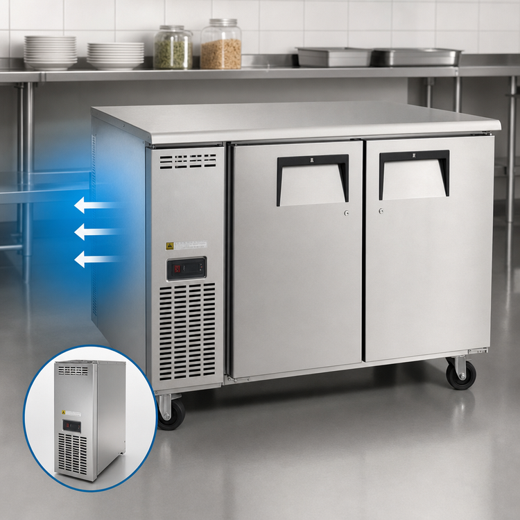 Product image #3 for Everest Refrigeration ETR2 Two-Section Undercounter/Worktop Refrigerator, 47-1/2 Inch Wide, 13.0 Cu. Ft.