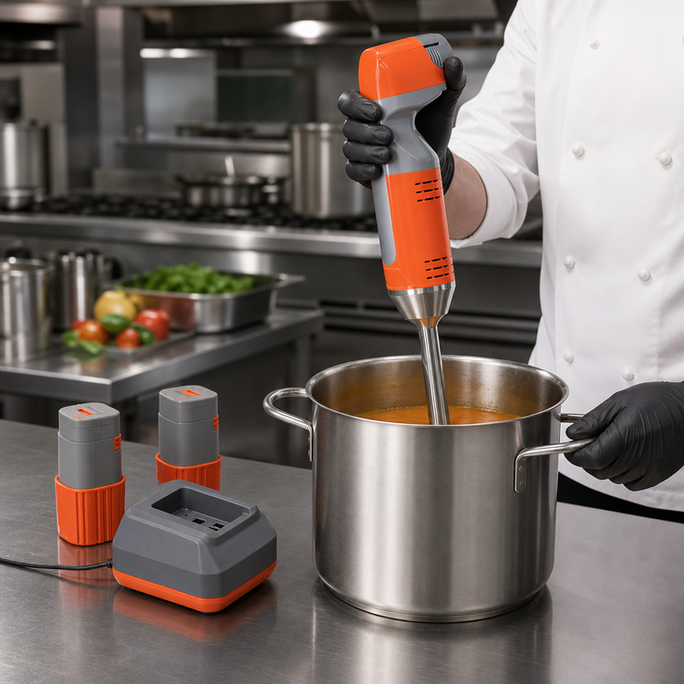 Product image #3 for MiniPro Cordless Handheld Immersion Blender with 2 Batteries and Charger, 230V