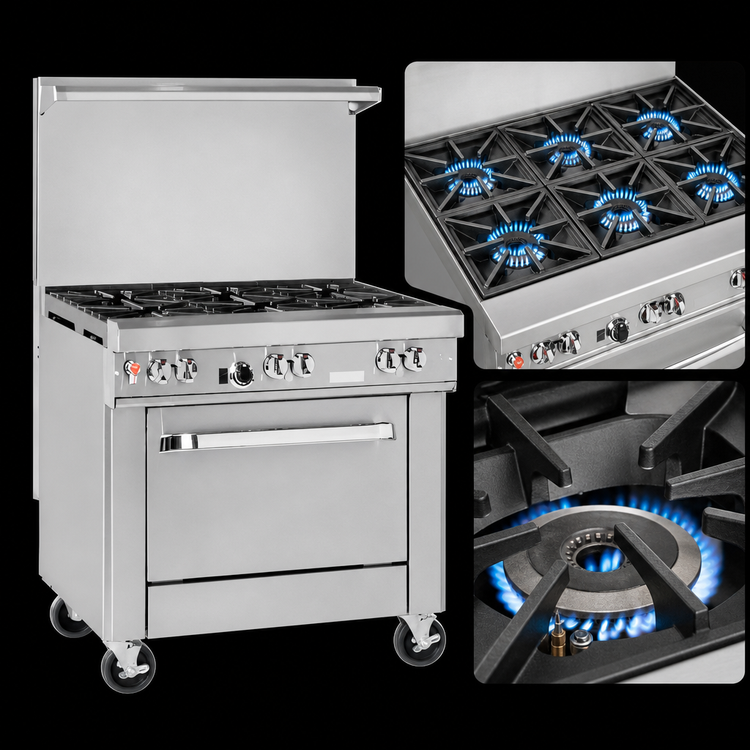 Product image #3 for Ultimate 36-Inch Commercial Gas Restaurant Range with Standard Oven and 6 Open Burners