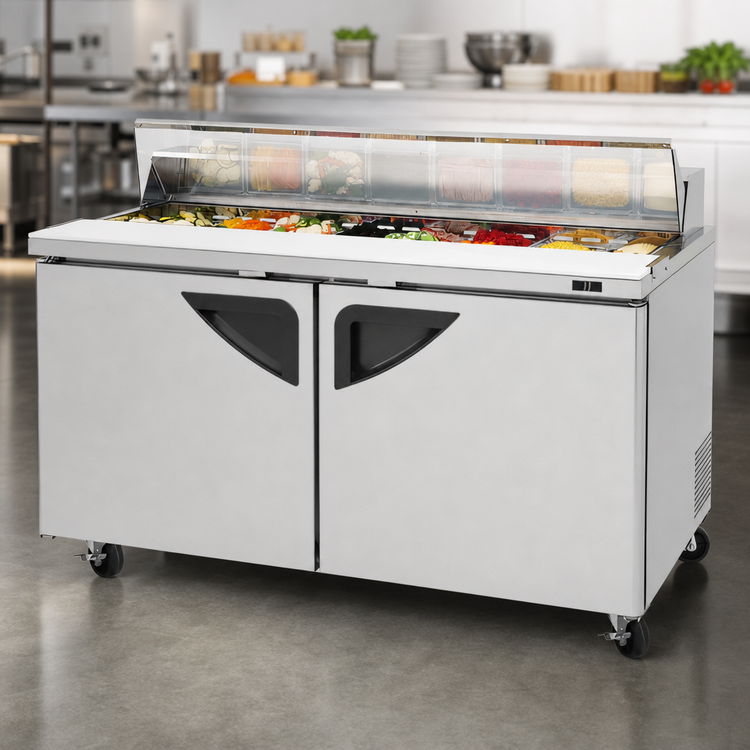 Product image #3 for Turbo Air Super Deluxe 60 1/4-Inch 2-Section Sandwich/Salad Prep Table with Clear Lid, 16-Pan, 16 Cu. Ft.