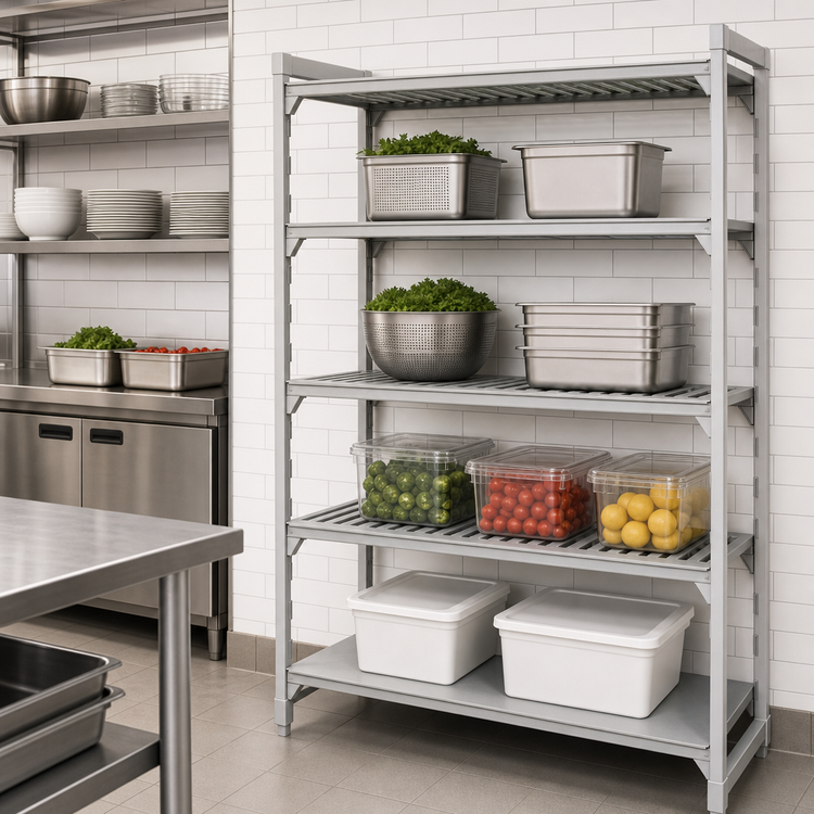 Product image #4 for Cambro Camshelving Premium 4-Shelf Vented and Solid Add-On Stationary Shelving Unit, 21" Deep x 36" Wide x 84" High