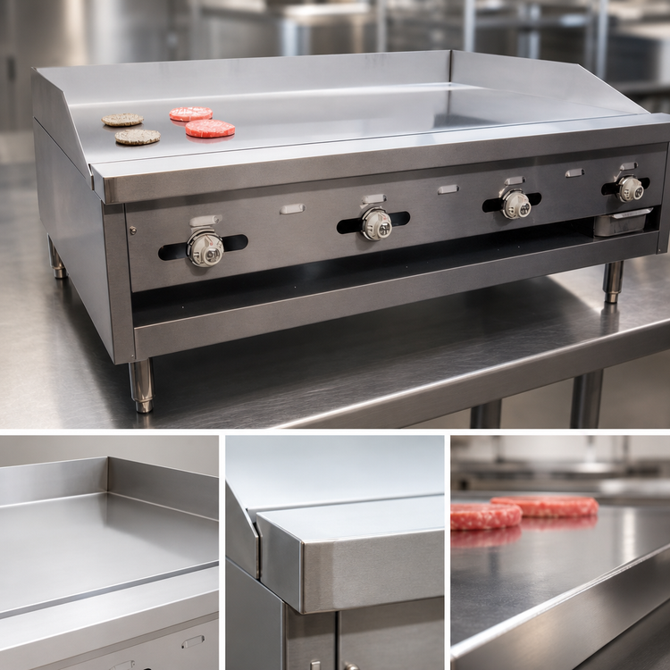 Product image #3 for Comstock-Castle Diner Series 48-Inch Countertop Gas Griddle with Thermostatic Controls and Polished Steel Plate