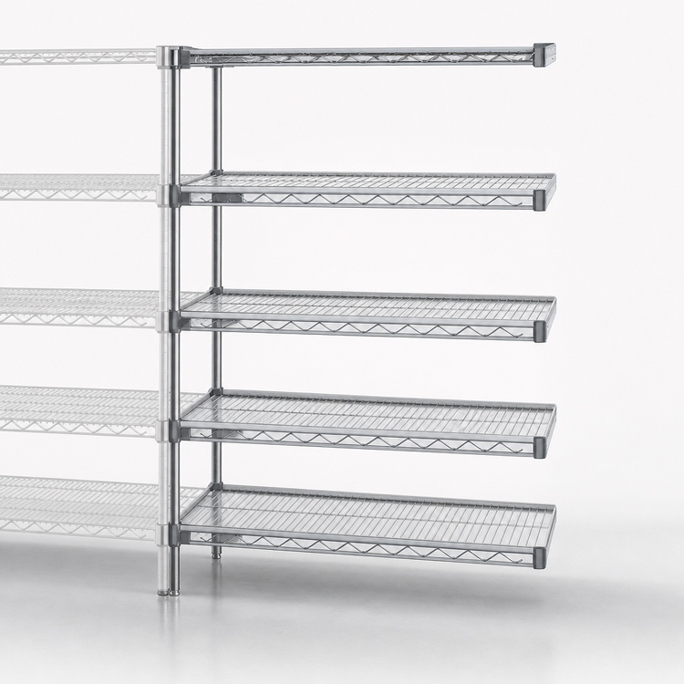 Product image #3 for Eagle Group 5-Tier Add-On Wire Shelving Unit, 72W x 24D x 74H, Chrome-Plated