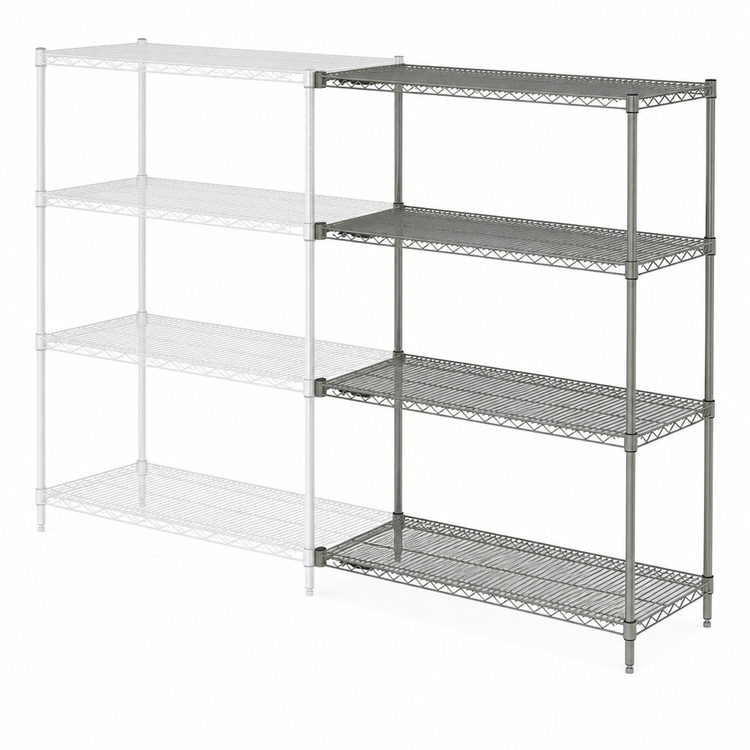Product image #3 for Metro Super Erecta Add-On Wire Shelving Unit, 30"W x 21"D x 63"H, 4 Shelves