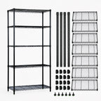 Thumbnail image #3 for Quantum WR54-1424BK-5 Wire Shelving Starter Unit, 24"W x 14"D x 54"H, 5 Shelves, Black Epoxy Antimicrobial Finish