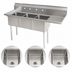 Thumbnail image #3 for Omcan USA 3-Compartment Pot Sink with Right-Hand Drainboard, 24 x 24 x 14-Inch Bowls