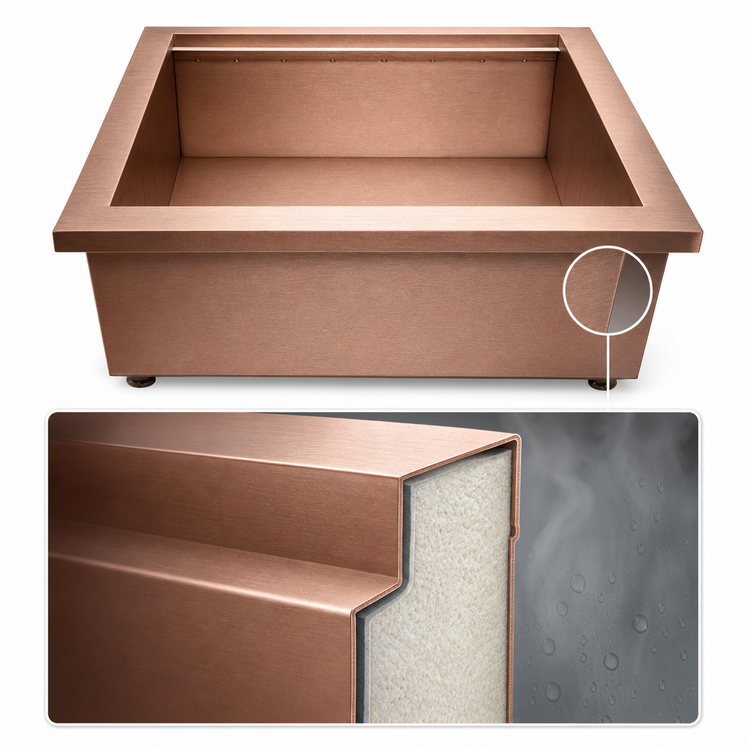 Product image #3 for TableCraft Portable Insulated Double Ice Well, No Lid, Translucent Copper
