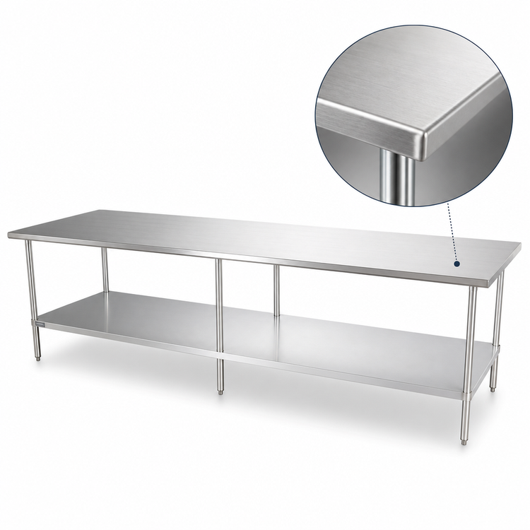 Product image #3 for Sapphire Manufacturing SMT-1484G 84-Inch x 14-Inch Stainless Steel Work Table with Adjustable Undershelf