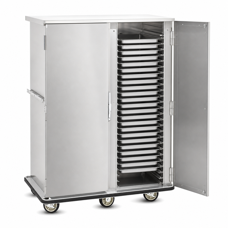 Product image #3 for Full-Height Non-Insulated Enclosed Transport Cabinet with 22 Universal Tray Slides, Stainless Steel, 2 Doors