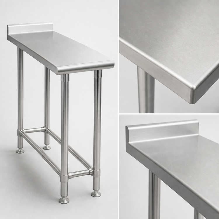 Product image #3 for Deluxe Series Stainless Steel Work Table with Rear Upturn, 144 x 24 Inches