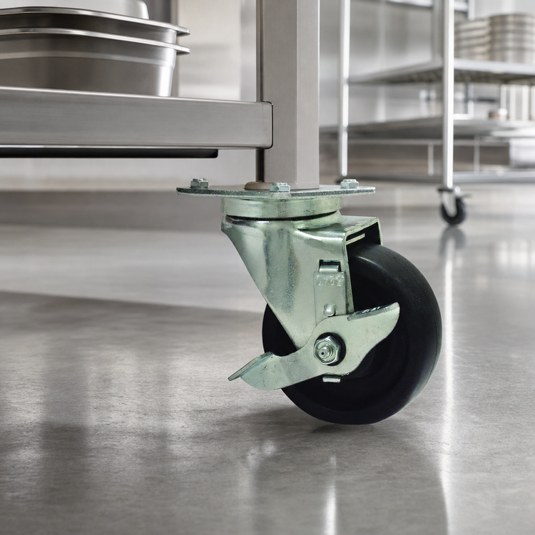 Product image #3 for Advance Tabco 4-Inch Plate Caster with Brake and Built-In Zerk Grease Fitting