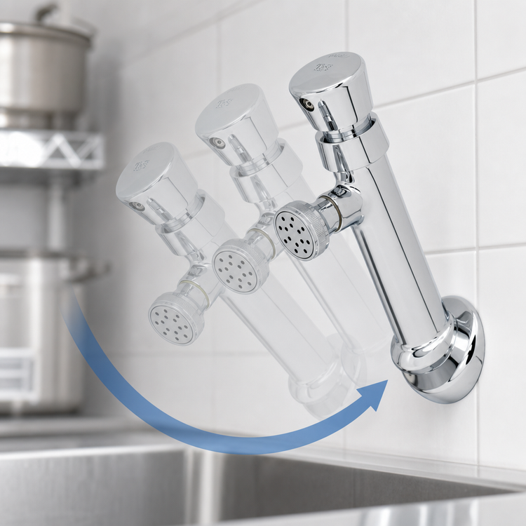 Product image #3 for T&S Brass B-0800 Heavy-Duty Slow Self-Closing Metering Faucet, Splash/Wall Mount, Push Button