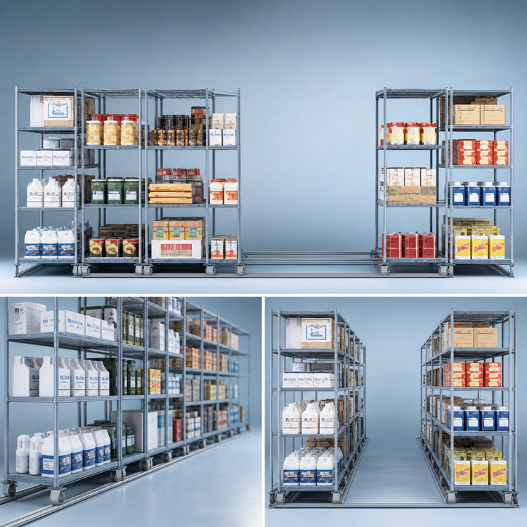Product image #3 for MetroMax i Double-Deep qwikTRAK 24-Inch Deep Mobile Unit Kit for Floor Track Shelving