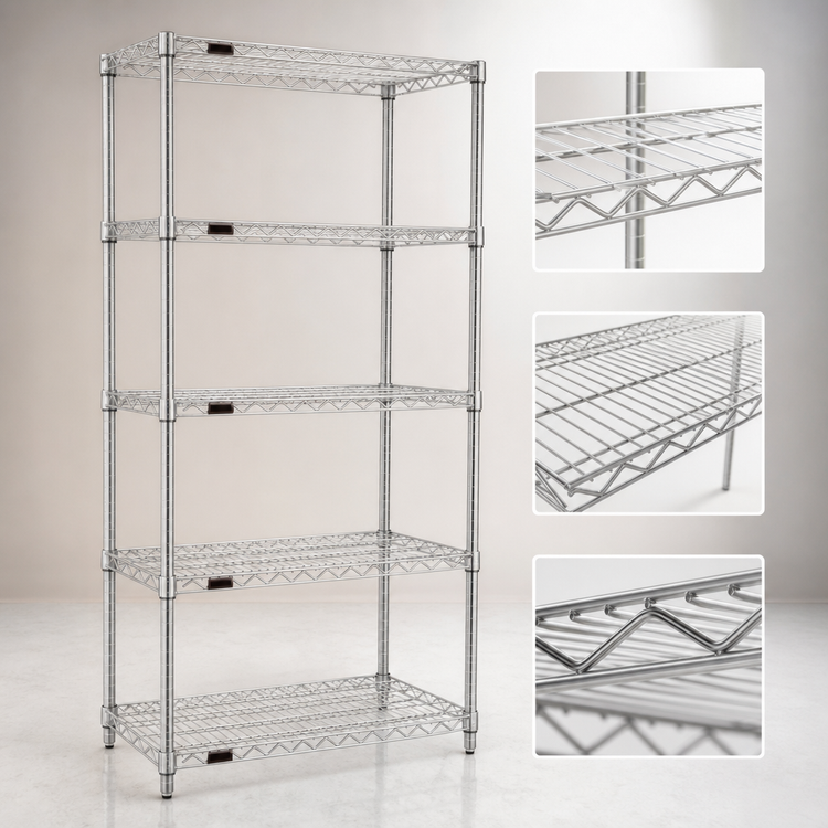 Product image #3 for Eagle Group 5-Tier Starter Wire Shelving Unit, 36 x 24 x 86 Inches, Stainless Steel Finish