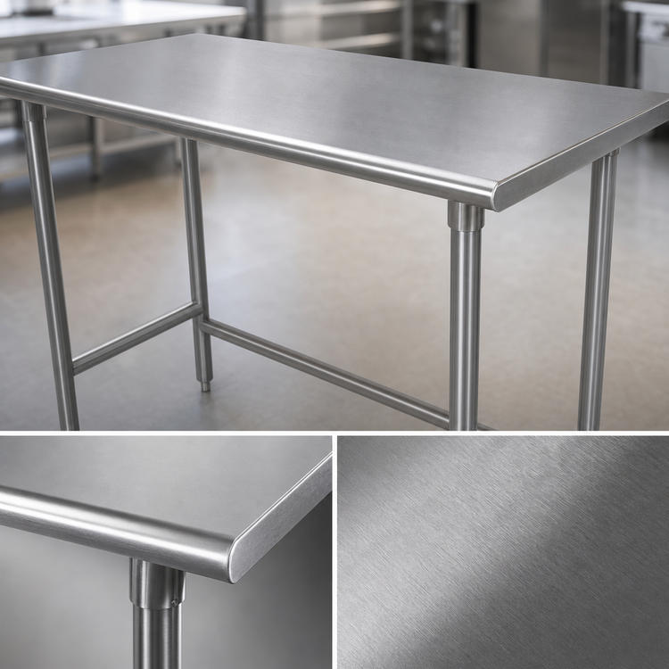 Product image #3 for Advance Tabco 108" x 36" 14-Gauge 304 Stainless Steel Flat Top Open Base Work Table