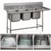 Thumbnail image #3 for Advance Tabco Regaline 3-Compartment Commercial Sink with Right-Hand Drainboard, 20 x 20 x 14 Inch Bowls