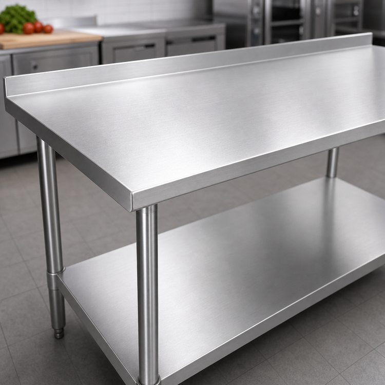 Product image #3 for John Boos Stallion 60" x 24" 16-Gauge 300-Series Stainless Steel Work Table with 1-1/2" Rear Up-Turn and Welded Undershelf