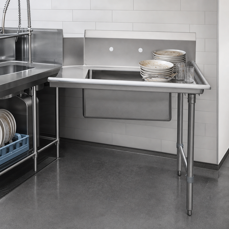Product image #3 for 36-Inch Right-Side Soiled Dish Table with Sink, Straight, Stainless Steel