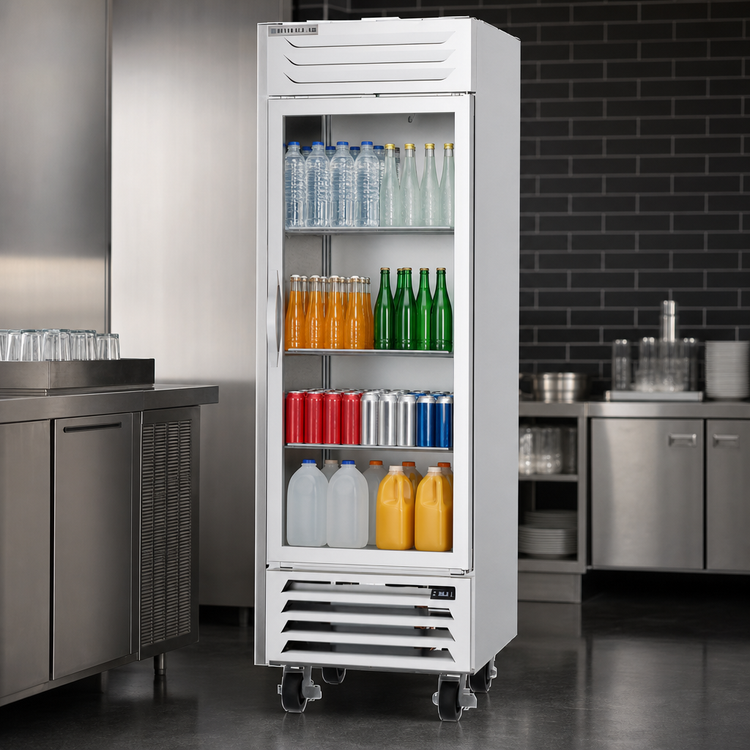 Product image #4 for Beverage-Air Vista® Series One-Section Reach-In Display Refrigerator, Hinged Glass Door, 19.08 Cu. Ft., Bottom-Mounted Self-Contained, R290