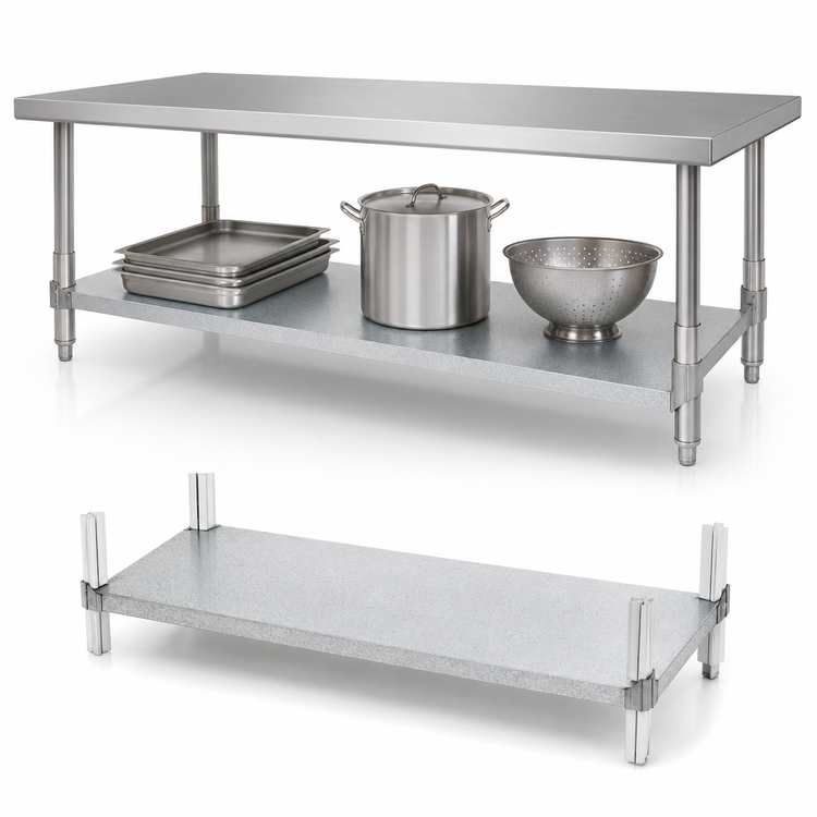 Product image #3 for 84"W x 24"D Galvanized Undershelf for Work Tables