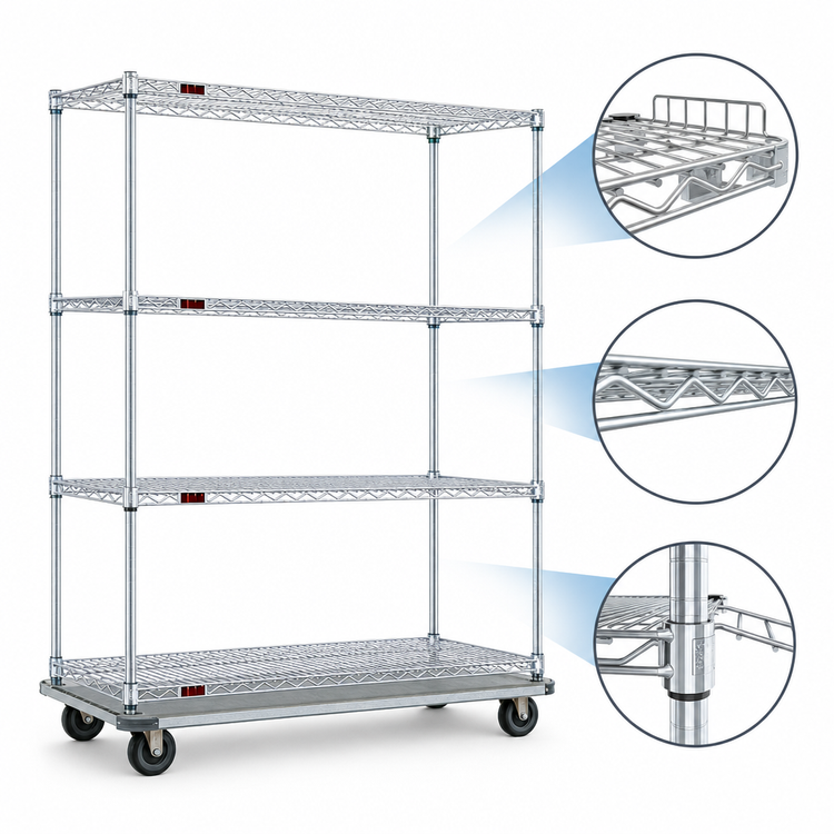 Product image #3 for EAGLEbrite 4-Tier Wire Dolly Truck with 36 x 24-Inch Shelves, Zinc Finish