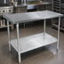 Thumbnail image #3 for John Boos 120 Inch x 48 Inch 16-Gauge 300 Series Stainless Steel Flat Top Work Table with Fixed Undershelf