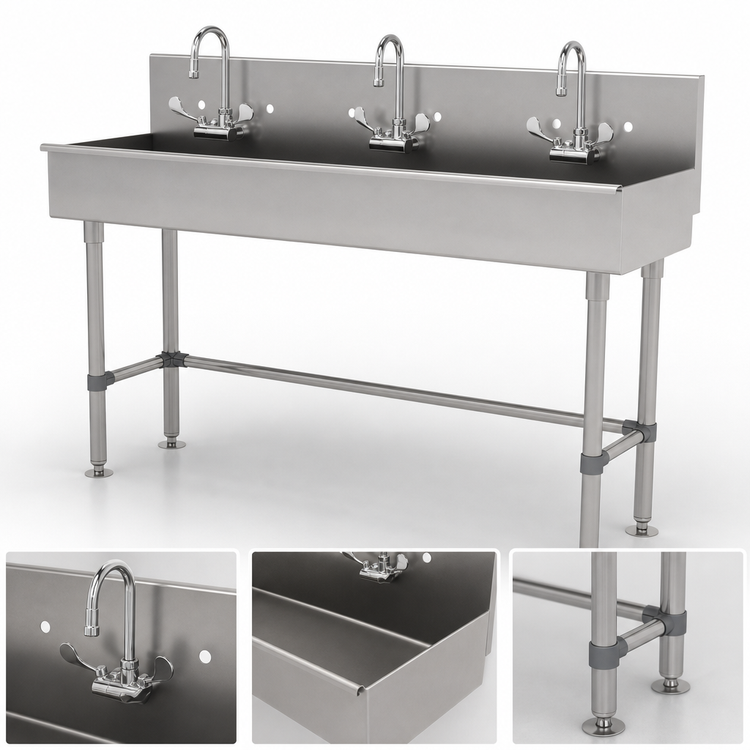 Product image #3 for Advance Tabco 60-Inch ADA-Compliant Multiwash Freestanding Hand Wash Sink with 3 Faucets
