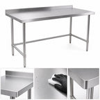 Thumbnail image #3 for Klinger's Trading NBSG1860 60 x 18 Inch Open Base 18/430 Stainless Steel Work Table with 2-Inch Rear Up-Turn