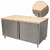 Thumbnail image #3 for BK Resources Hard Maple Top Chef Table with Stainless Steel Cabinet Base and Hinged Doors, 60 x 36 Inch