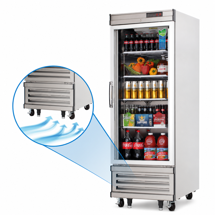 Product image #3 for Everest Refrigeration EBGR1 One-Section Bottom-Mount Upright Glass Door Reach-In Refrigerator, 21 Cu. Ft., 27 Inch Wide