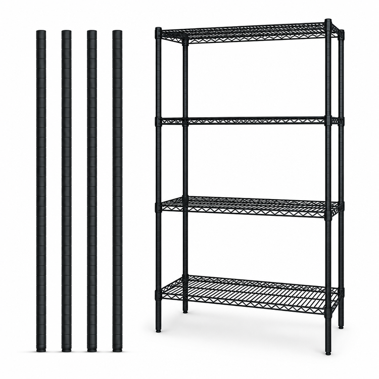 Product image #3 for Quantum 24-Inch W x 21-Inch D x 86-Inch H Wire Shelving Starter Kit, Black Epoxy Antimicrobial Finish